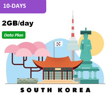 South Korea 10 Days Unlimited Data(2GB/day high speed)