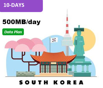 South Korea 10 Days Unlimited Data(500MB/day high speed)