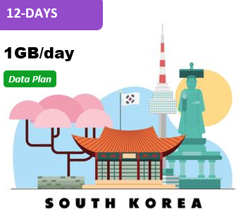 South Korea 12 Days Unlimited Data(1GB/day high speed)