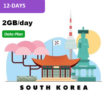 South Korea 12 Days Unlimited Data(2GB/day high speed)