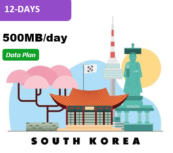 South Korea 12 Days Unlimited Data(500MB/day high speed)