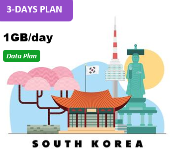 South Korea 3 Days Unlimited Data(1GB/day high speed)