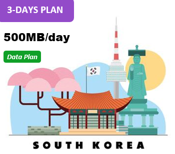 South Korea 3 Days Unlimited Data(500MB/day high speed)