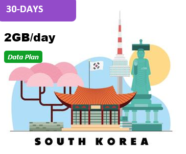 South Korea 30 Days Unlimited Data(2GB/day high speed)