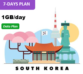 South Korea 7 Days Unlimited Data(1GB/day high speed)