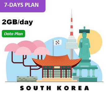 South Korea 7 Days Unlimited Data(2GB/day high speed)