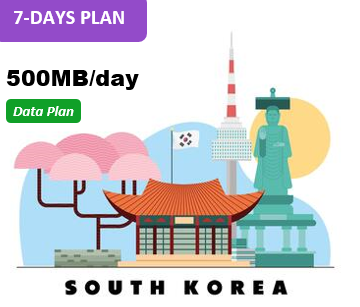 South Korea 7 Days Unlimited Data(500MB/day high speed)