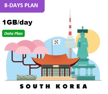 South Korea 8 Days Unlimited Data(1GB/day high speed)