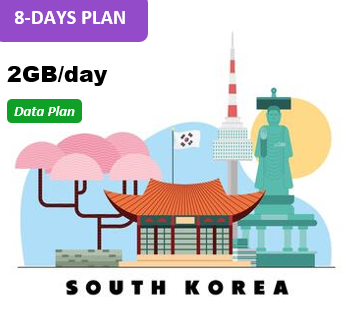 South Korea 8 Days Unlimited Data(2GB/day high speed)