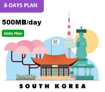 South Korea 8 Days Unlimited Data(500MB/day high speed)